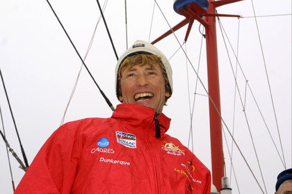 ©ThMartinez. Vendee Globe 2000. Les Sables d'Olonne (FRA) 5th March 2001..Joe Seeten (FRA) Region Nord pas de Calais-Chocolats du monde finish 10th .in his first single handed round the world in 115 days 16hours 45mns.