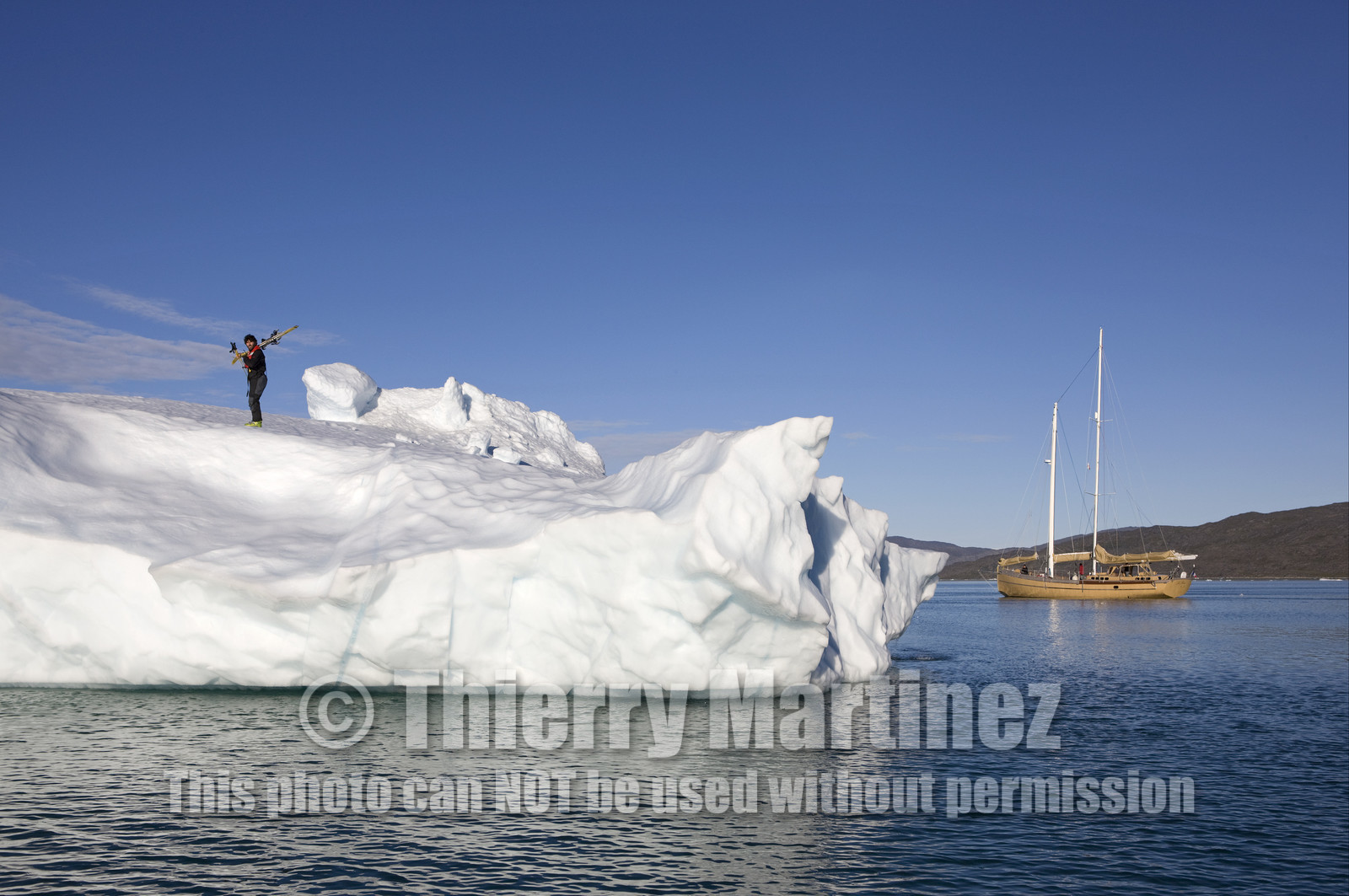 Schooner LA LOUISE sailing on west coast of Greenland.