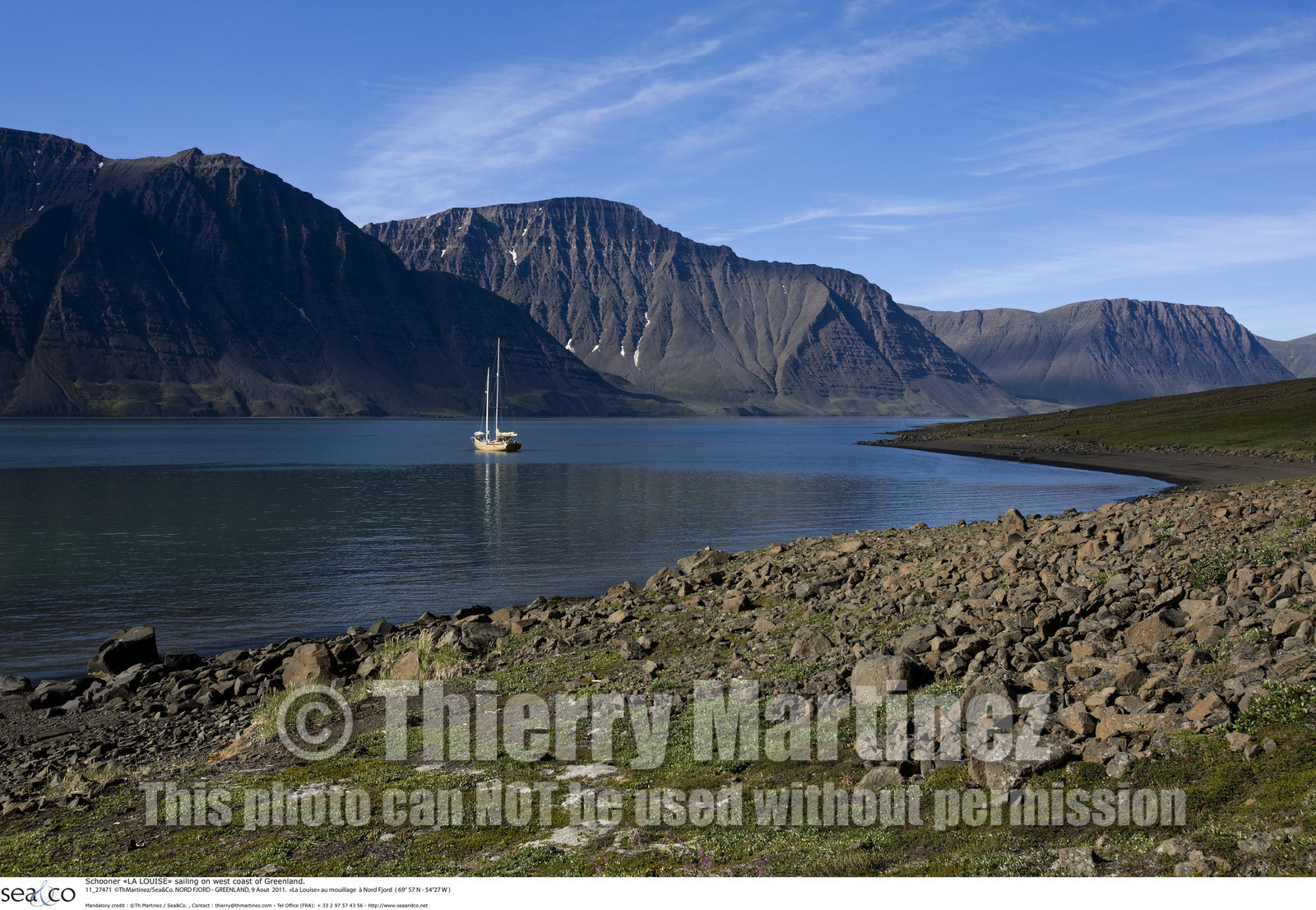 Schooner LA LOUISE sailing on west coast of Greenland.