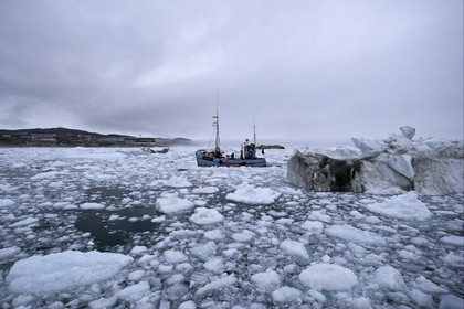 Schooner LA LOUISE sailing on west coast of Greenland.