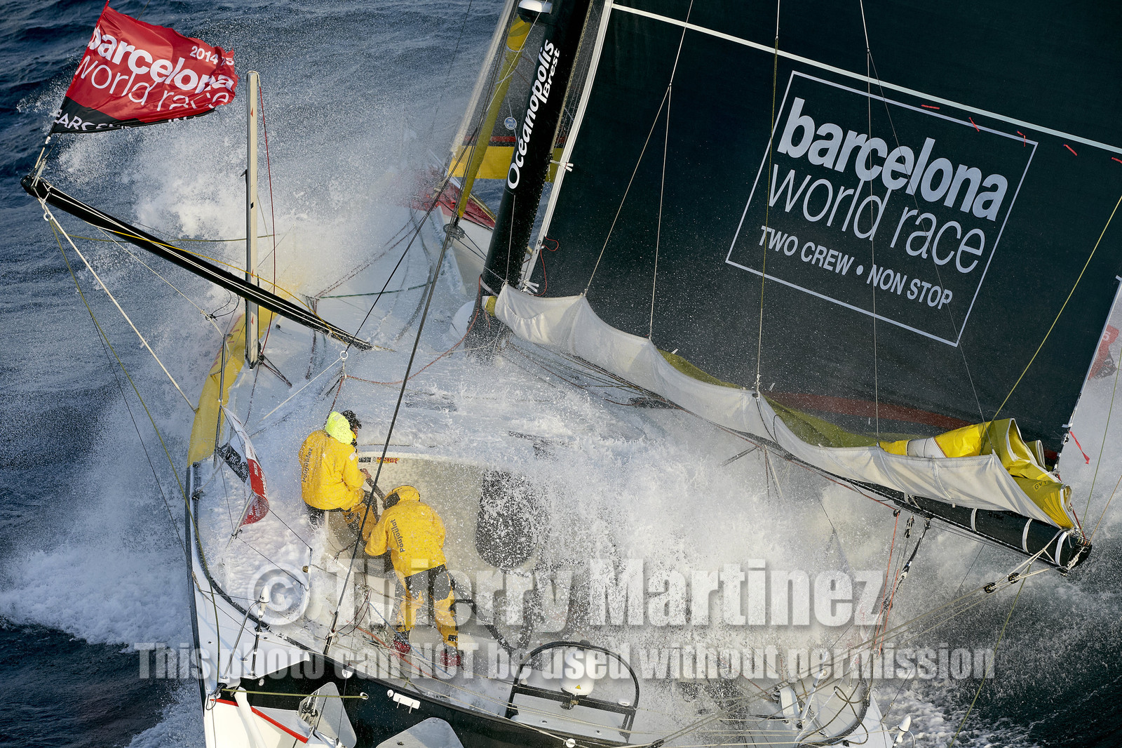 2014 BARCELONA WORLD RACE. Bernard Stamm (SUI) & Jean Le Cam (FRA) on CHEMINEES POUJOULAT