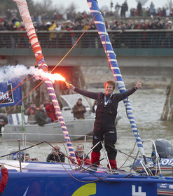 2012 13 VENDEE GLOBE. Winner arrival in Les sables d'Olonne (FRA