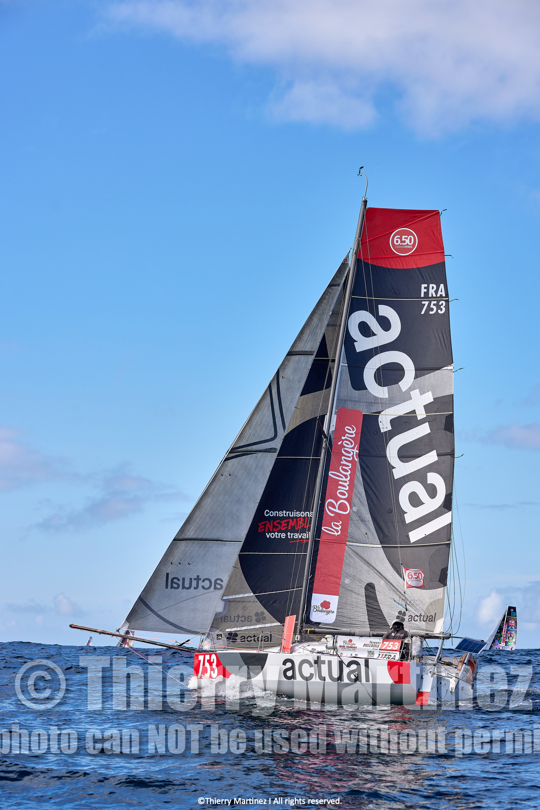 23_22183   © Thierry Martinez. LES SABLES D'OLONNE, 85 - FRANCE 25 septembre 2023.Départ MINI TRANSAT 2023. Départ du Dimanche 24 septembre retardé au Lundi 25 Sept .Les Sables d’Olonne (FRA)    Santa Cruz de la Palma ( Canaries)    St François ( Guadeloupe): 4050 NM.