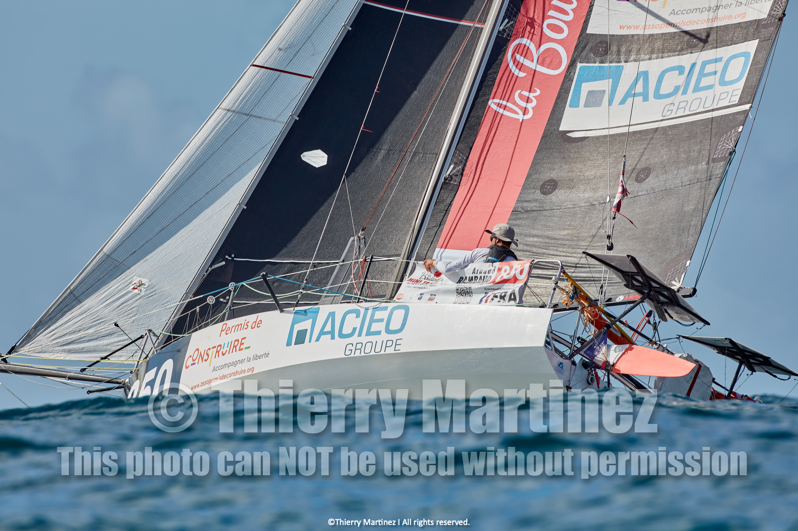 23_22813   © Thierry Martinez. LES SABLES D'OLONNE, 85 - FRANCE 25 septembre 2023.Départ MINI TRANSAT 2023. Départ du Dimanche 24 septembre retardé au Lundi 25 Sept .Les Sables d’Olonne (FRA)    Santa Cruz de la Palma ( Canaries)    St François ( Guadeloupe): 4050 NM.