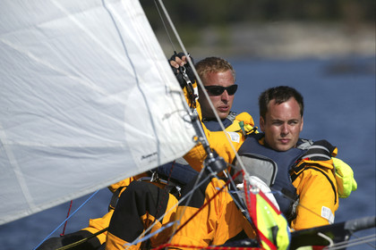 03_3070D   © Th.Martinez,STOCKHOLM ARCHIPELAGO SWEDEN, 8 07 03-Archipelago Raid (2003)  Day 1. Team NOKIA-Adilstam  .Frederik Aldistam (SWe) and Tomas Marimon (SWE) at the helm.