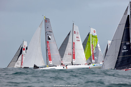 23_22506   © Thierry Martinez. LES SABLES D'OLONNE, 85 - FRANCE 25 septembre 2023.Départ MINI TRANSAT 2023. Départ du Dimanche 24 septembre retardé au Lundi 25 Sept .Les Sables d’Olonne (FRA)    Santa Cruz de la Palma ( Canaries)    St François ( Guadeloupe): 4050 NM.
