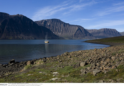 Schooner LA LOUISE sailing on west coast of Greenland.