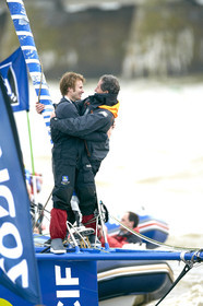 2012 13 VENDEE GLOBE. Winner arrival in Les sables d'Olonne (FRA