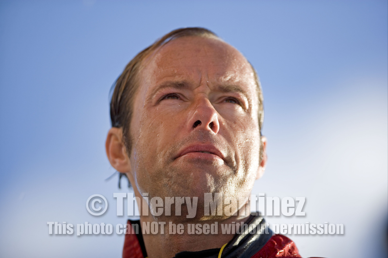 Thomas Coville(FRA) training on board trimaran SODEB'O for 2006 Route du Rhum.