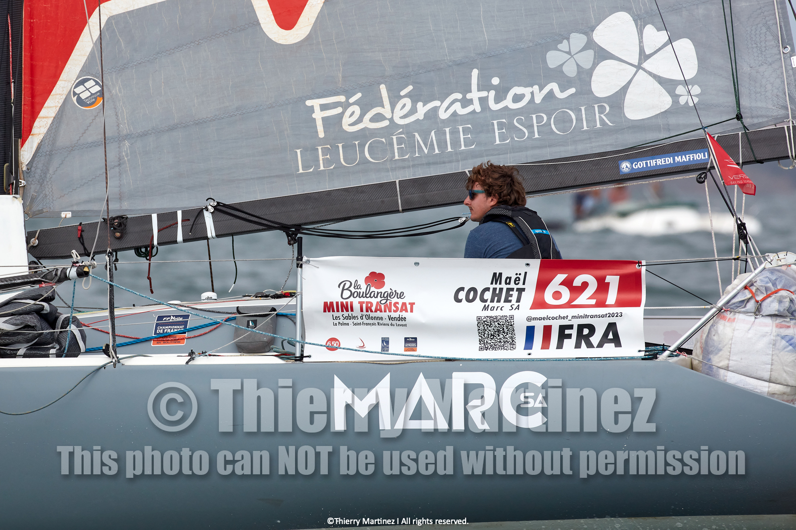23_22347   © Thierry Martinez. LES SABLES D'OLONNE, 85 - FRANCE 25 septembre 2023.Départ MINI TRANSAT 2023. Départ du Dimanche 24 septembre retardé au Lundi 25 Sept .Les Sables d’Olonne (FRA)    Santa Cruz de la Palma ( Canaries)    St François ( Guadeloupe): 4050 NM.