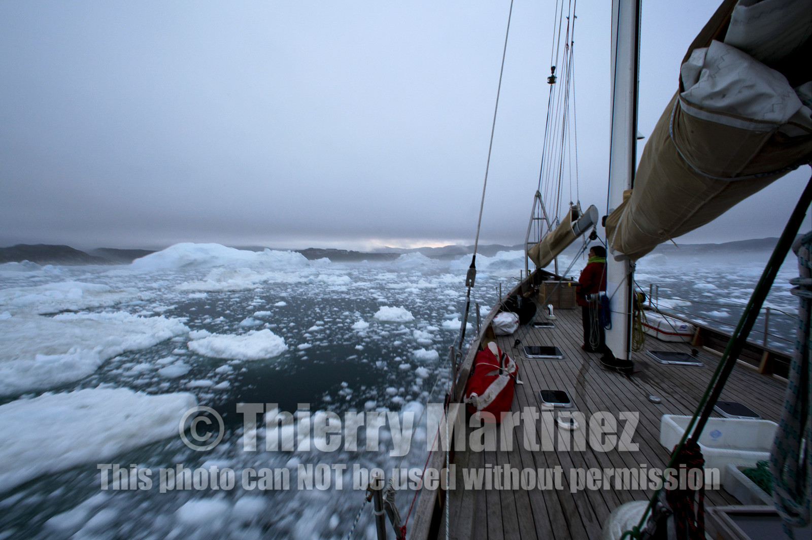 Schooner LA LOUISE sailing on west coast of Greenland.