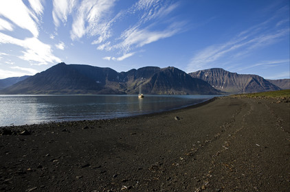 Schooner LA LOUISE sailing on west coast of Greenland.