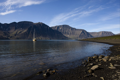 Schooner LA LOUISE sailing on west coast of Greenland.