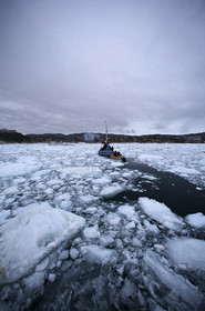 Schooner LA LOUISE sailing on west coast of Greenland.