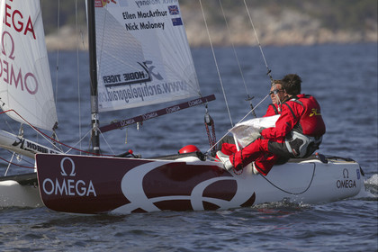 03_3141D © Th.Martinez,STOCKHOLM SWEDEN, 8 07 03-Archipelago Raid (2003) Day 1..OMEGA Nick Moloney (AUS) & Ellen McArthur (UK)