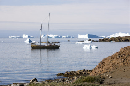 Schooner LA LOUISE sailing on west coast of Greenland.