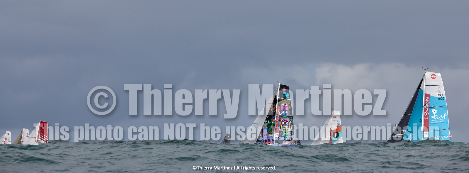 23_21981   © Thierry Martinez. LES SABLES D'OLONNE, 85 - FRANCE 25 septembre 2023.Départ MINI TRANSAT 2023. Départ du Dimanche 24 septembre retardé au Lundi 25 Sept .Les Sables d’Olonne (FRA)    Santa Cruz de la Palma ( Canaries)    St François ( Guadeloupe): 4050 NM.