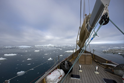 Schooner LA LOUISE sailing on west coast of Greenland.