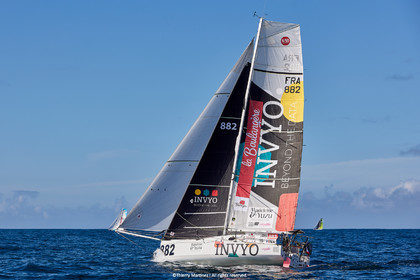 23_22321   © Thierry Martinez. LES SABLES D'OLONNE, 85 - FRANCE 25 septembre 2023.Départ MINI TRANSAT 2023. Départ du Dimanche 24 septembre retardé au Lundi 25 Sept .Les Sables d’Olonne (FRA)    Santa Cruz de la Palma ( Canaries)    St François ( Guadeloupe): 4050 NM.