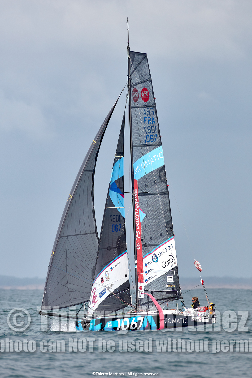 23_22731   © Thierry Martinez. LES SABLES D'OLONNE, 85 - FRANCE 25 septembre 2023.Départ MINI TRANSAT 2023. Départ du Dimanche 24 septembre retardé au Lundi 25 Sept .Les Sables d’Olonne (FRA)    Santa Cruz de la Palma ( Canaries)    St François ( Guadeloupe): 4050 NM.