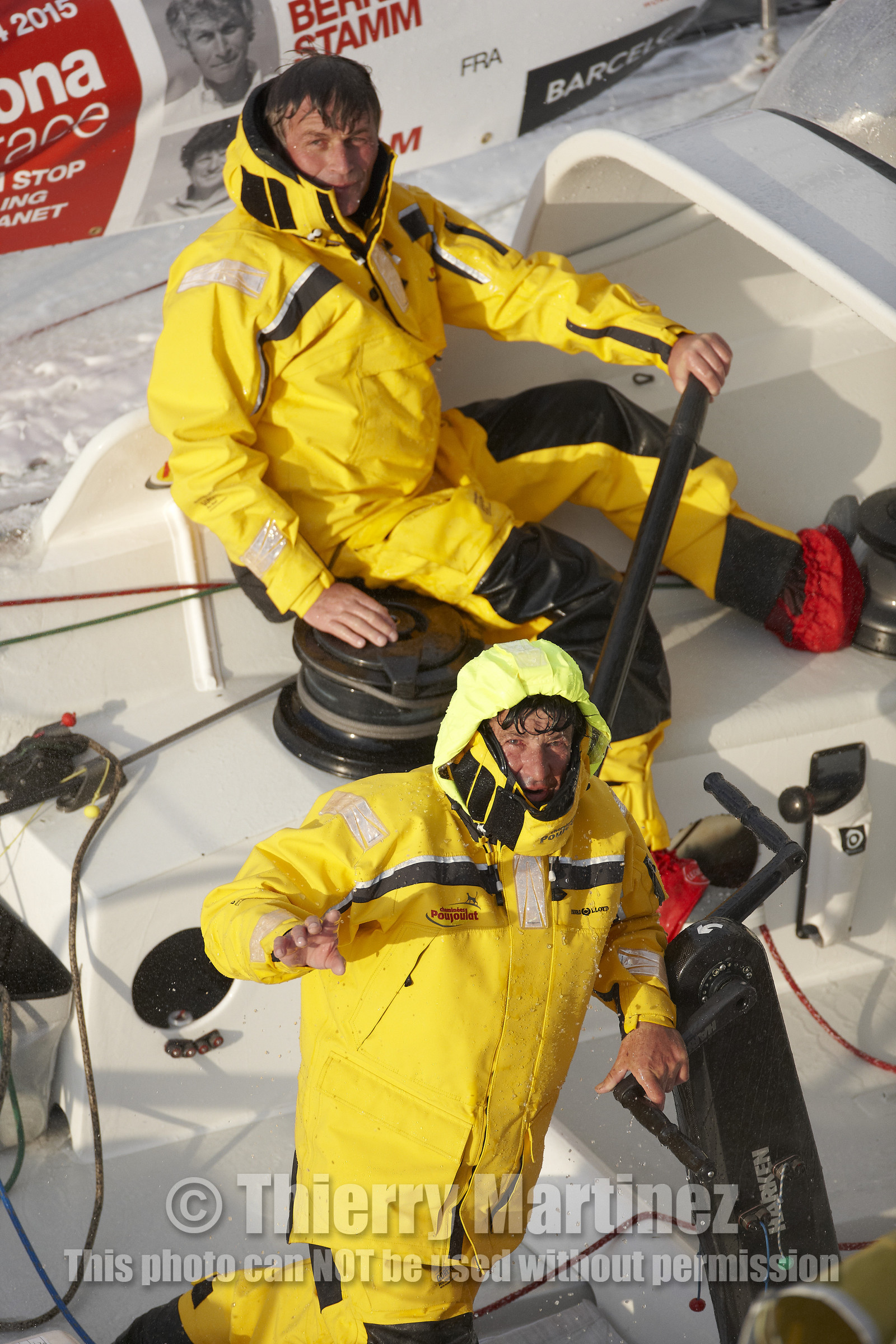 2014 BARCELONA WORLD RACE. Bernard Stamm (SUI) & Jean Le Cam (FRA) on CHEMINEES POUJOULAT