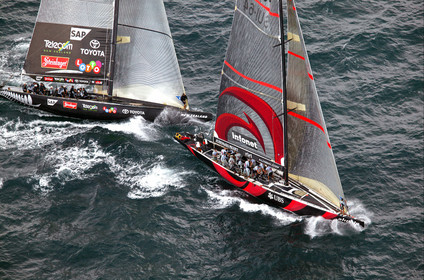 03_0973D © Th.Martinez . Auckland   New Zealand. 18th February 2003 America's Cup 2003, Day 3 Alinghi(SUI64) vs Team New Zealand(NZL82) .Start