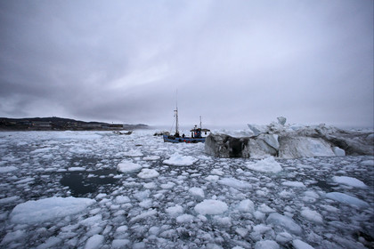 Schooner LA LOUISE sailing on west coast of Greenland.