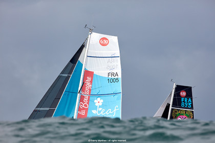 23_22441   © Thierry Martinez. LES SABLES D'OLONNE, 85 - FRANCE 25 septembre 2023.Départ MINI TRANSAT 2023. Départ du Dimanche 24 septembre retardé au Lundi 25 Sept .Les Sables d’Olonne (FRA)    Santa Cruz de la Palma ( Canaries)    St François ( Guadeloupe): 4050 NM.
