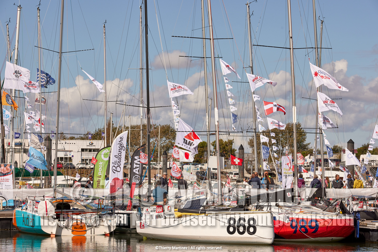 23_20982   © Thierry Martinez. LES SABLES D'OLONNE, 85 - FRANCE 22 septembre 2023.MINI TRANSAT 2023. Départ le 24 septembre.Les Sables d’Olonne (FRA)    Santa Cruz de la Palma ( Canaries)    St François ( Guadeloupe): 4050 NM.