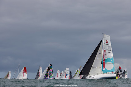 23_21851   © Thierry Martinez. LES SABLES D'OLONNE, 85 - FRANCE 25 septembre 2023.Départ MINI TRANSAT 2023. Départ du Dimanche 24 septembre retardé au Lundi 25 Sept .Les Sables d’Olonne (FRA)    Santa Cruz de la Palma ( Canaries)    St François ( Guadeloupe): 4050 NM.