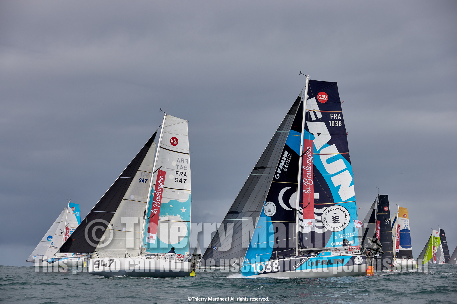 23_21956   © Thierry Martinez. LES SABLES D'OLONNE, 85 - FRANCE 25 septembre 2023.Départ MINI TRANSAT 2023. Départ du Dimanche 24 septembre retardé au Lundi 25 Sept .Les Sables d’Olonne (FRA)    Santa Cruz de la Palma ( Canaries)    St François ( Guadeloupe): 4050 NM.
