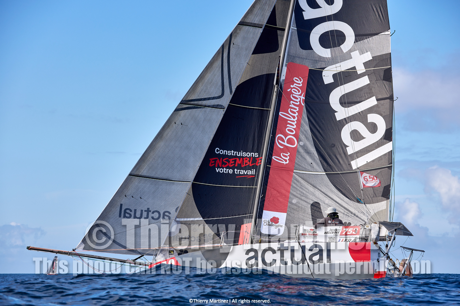 23_22208   © Thierry Martinez. LES SABLES D'OLONNE, 85 - FRANCE 25 septembre 2023.Départ MINI TRANSAT 2023. Départ du Dimanche 24 septembre retardé au Lundi 25 Sept .Les Sables d’Olonne (FRA)    Santa Cruz de la Palma ( Canaries)    St François ( Guadeloupe): 4050 NM.