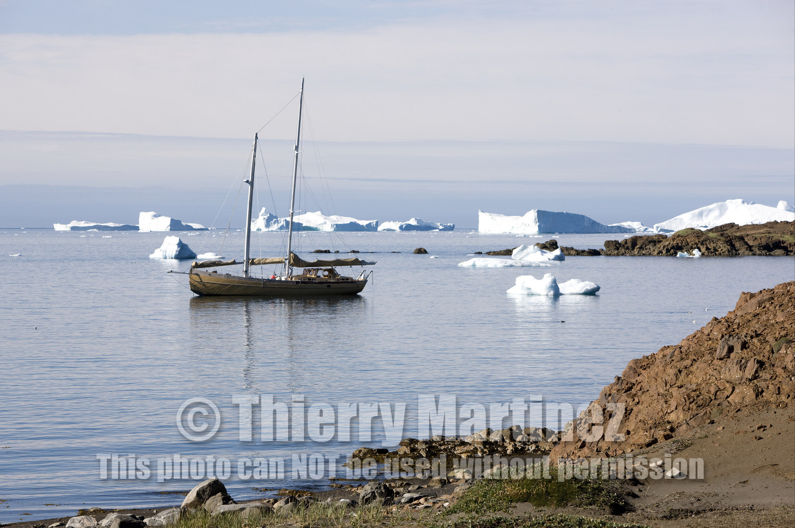 Schooner LA LOUISE sailing on west coast of Greenland.