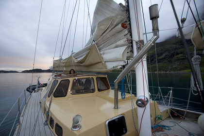 Schooner LA LOUISE sailing on west coast of Greenland.