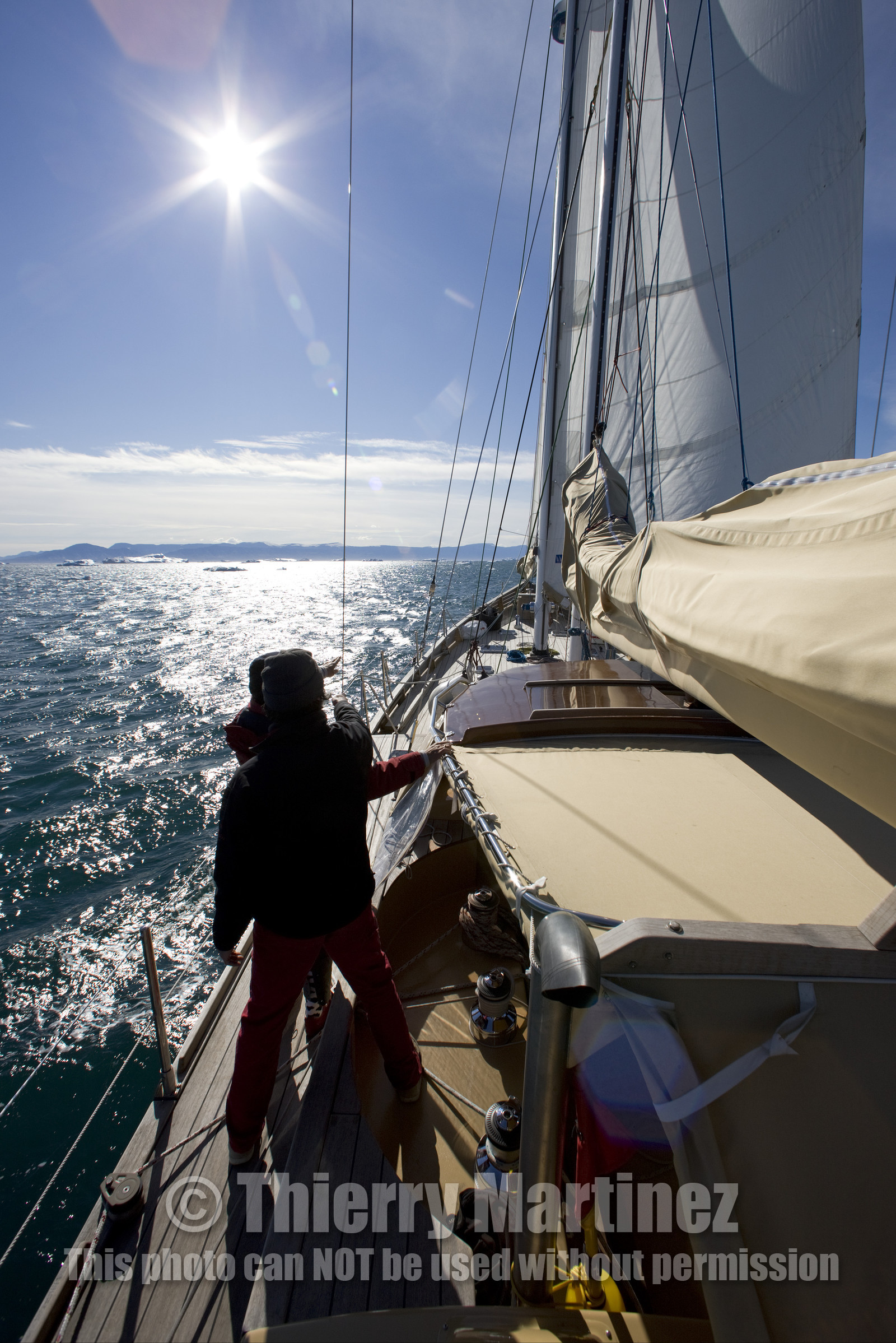 Schooner LA LOUISE sailing on west coast of Greenland.