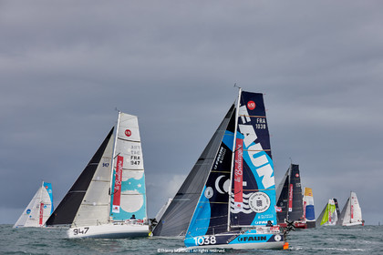 23_21953   © Thierry Martinez. LES SABLES D'OLONNE, 85 - FRANCE 25 septembre 2023.Départ MINI TRANSAT 2023. Départ du Dimanche 24 septembre retardé au Lundi 25 Sept .Les Sables d’Olonne (FRA)    Santa Cruz de la Palma ( Canaries)    St François ( Guadeloupe): 4050 NM.