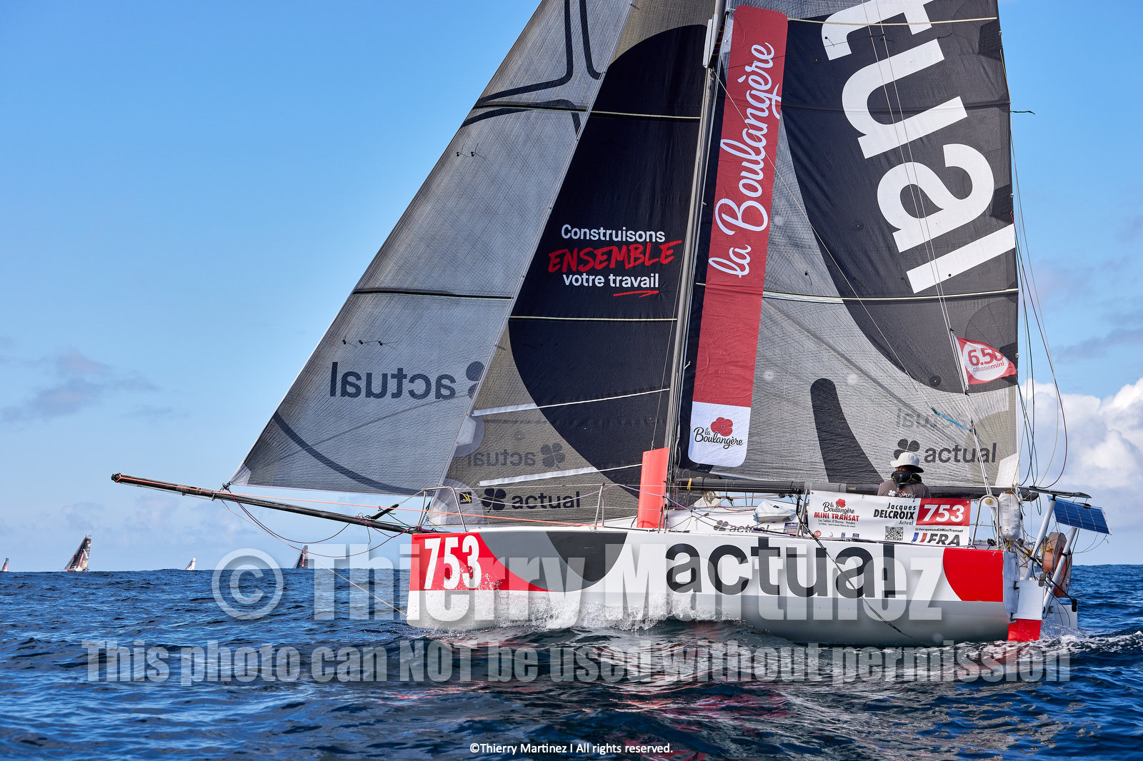 23_22231   © Thierry Martinez. LES SABLES D'OLONNE, 85 - FRANCE 25 septembre 2023.Départ MINI TRANSAT 2023. Départ du Dimanche 24 septembre retardé au Lundi 25 Sept .Les Sables d’Olonne (FRA)    Santa Cruz de la Palma ( Canaries)    St François ( Guadeloupe): 4050 NM.