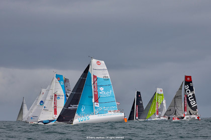 23_21891   © Thierry Martinez. LES SABLES D'OLONNE, 85 - FRANCE 25 septembre 2023.Départ MINI TRANSAT 2023. Départ du Dimanche 24 septembre retardé au Lundi 25 Sept .Les Sables d’Olonne (FRA)    Santa Cruz de la Palma ( Canaries)    St François ( Guadeloupe): 4050 NM.