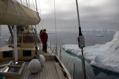Schooner LA LOUISE sailing on west coast of Greenland.