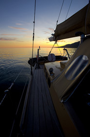 Schooner LA LOUISE sailing on west coast of Greenland.
